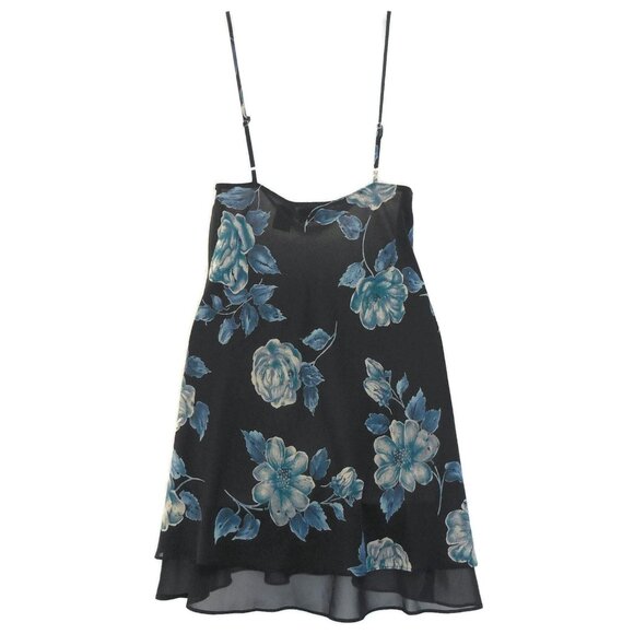 Lingerie Cacique Nightgown & Robe sz xs/s NEW/NWT Navy Blue Roses Floral Chiffon - Picture 4 of 6